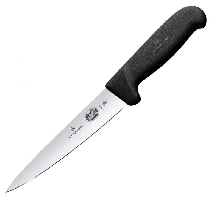 Нож кухонный Victorinox Fibrox, универсальный, 180мм, заточка прямая, стальной, черный [5.5603.18]